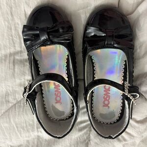 Josmo Black Patent Mary Jane Shoes with Bow Accent